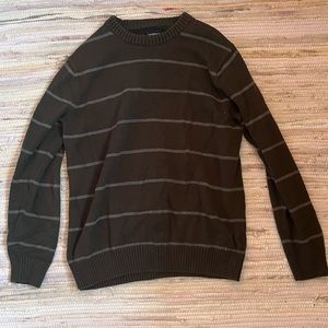 Green and grey striped sweater